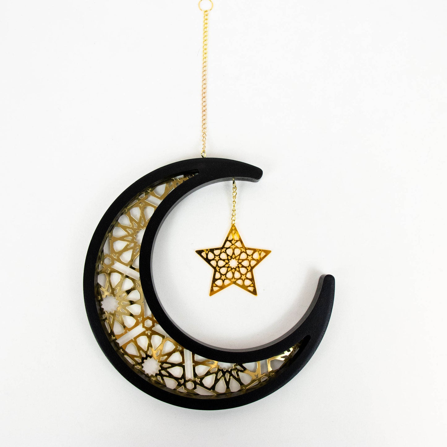 Hanging Crescent Decoration - Ramadan & Eid - Black & Gold