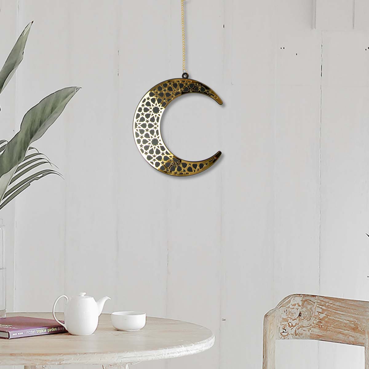 Hanging Moon Decoration - Ramadan & Eid - Black & Gold