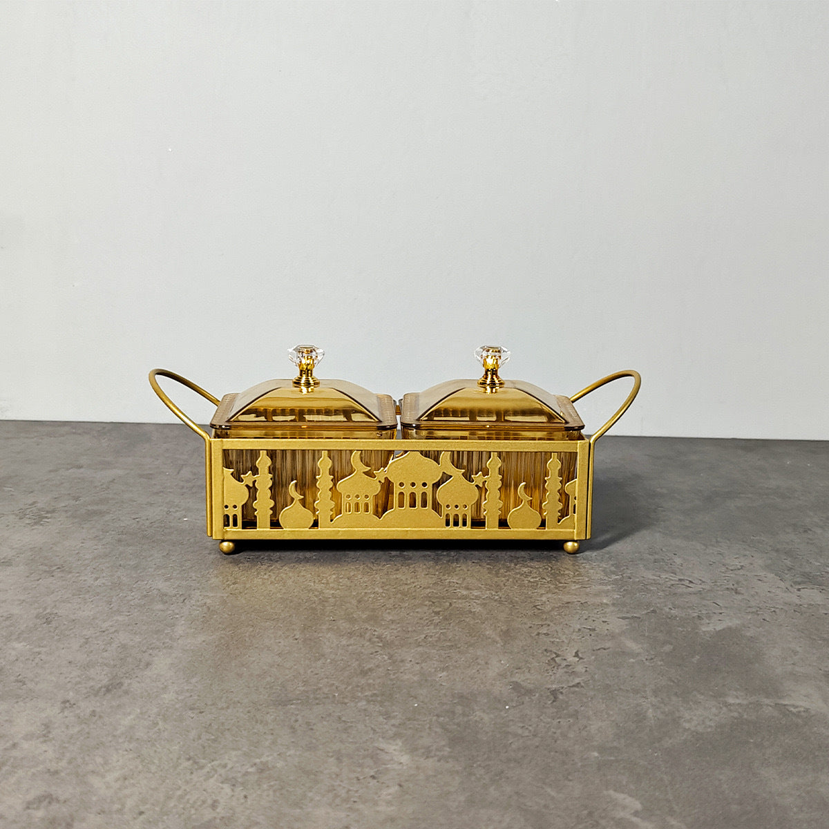 Double Serving Platter with Lid - Gold Masjid