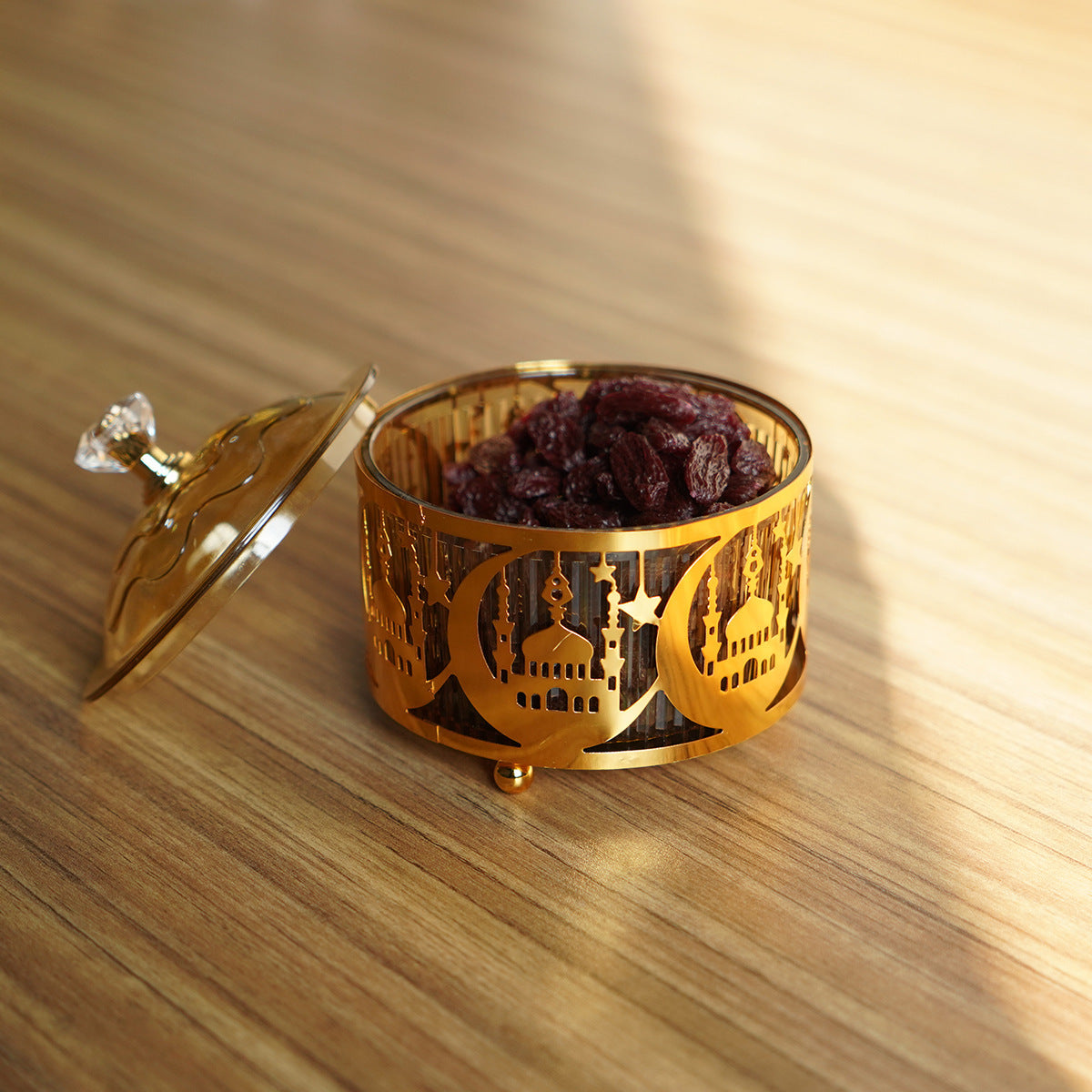 Mini Serving Platter with Lid - Gold Masjid