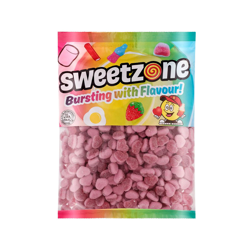 Fizzy Strawberry Hearts - 1kg Bulk Bag