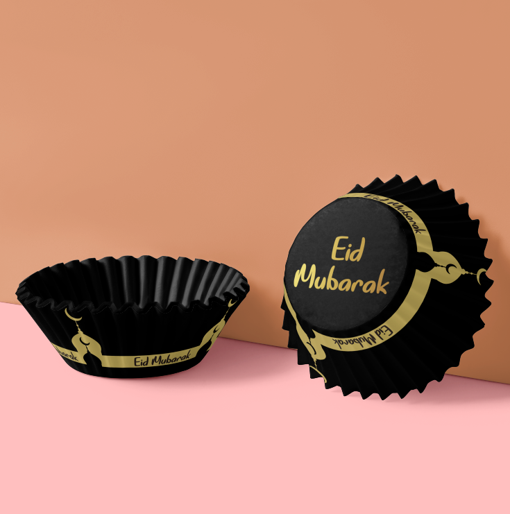 Eid Cupcake Wrappers - Black & Gold Masjid