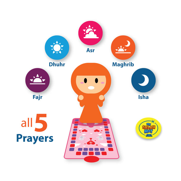 My Salah Mat - Interactive Prayer Mat - Kids Pink