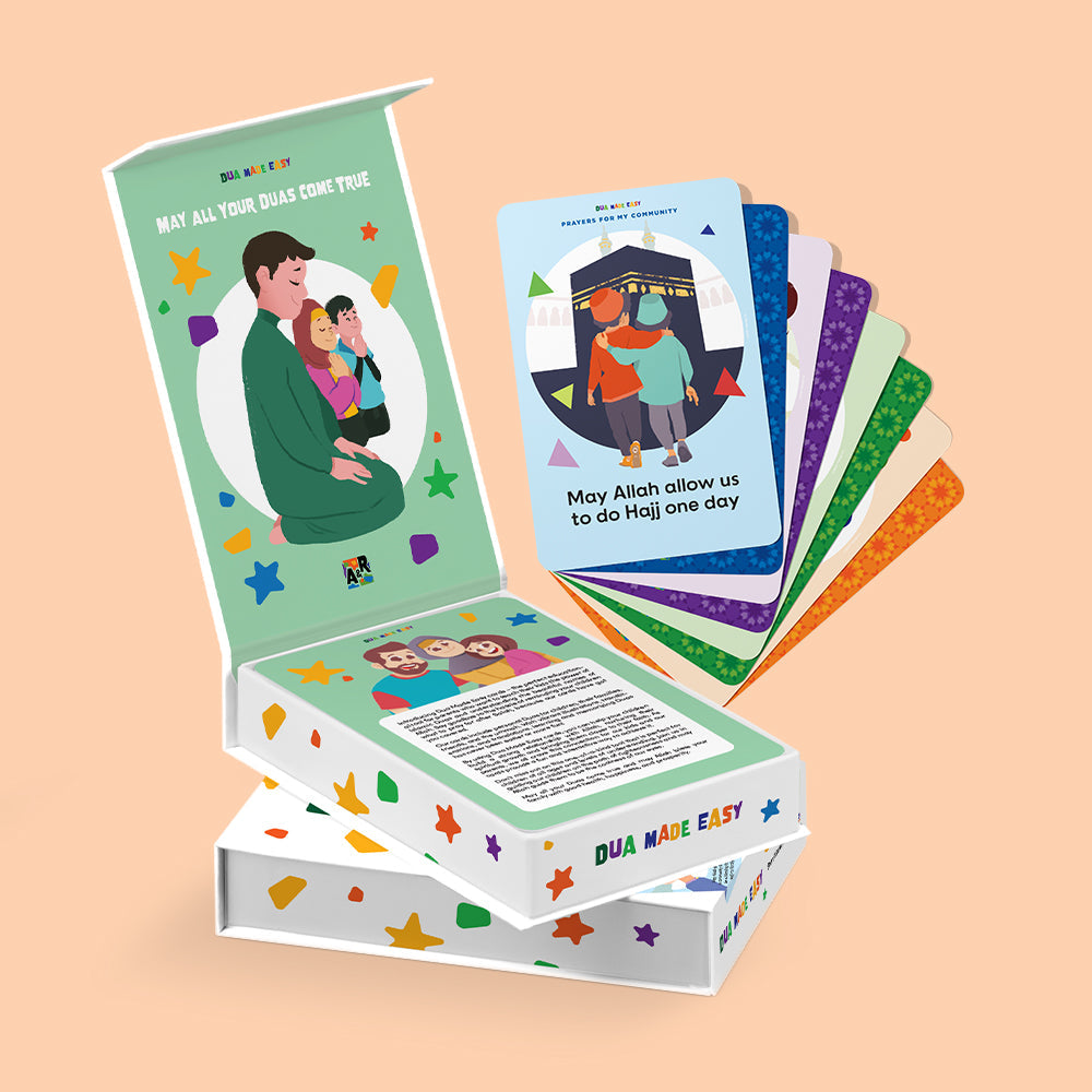 Dua Made Easy Cards - 60 Illustrated Dua Cards with Short Prayers for Kids