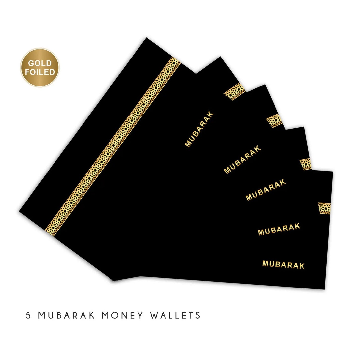 Mubarak Money Wallets Black & Gold - 5 Pack