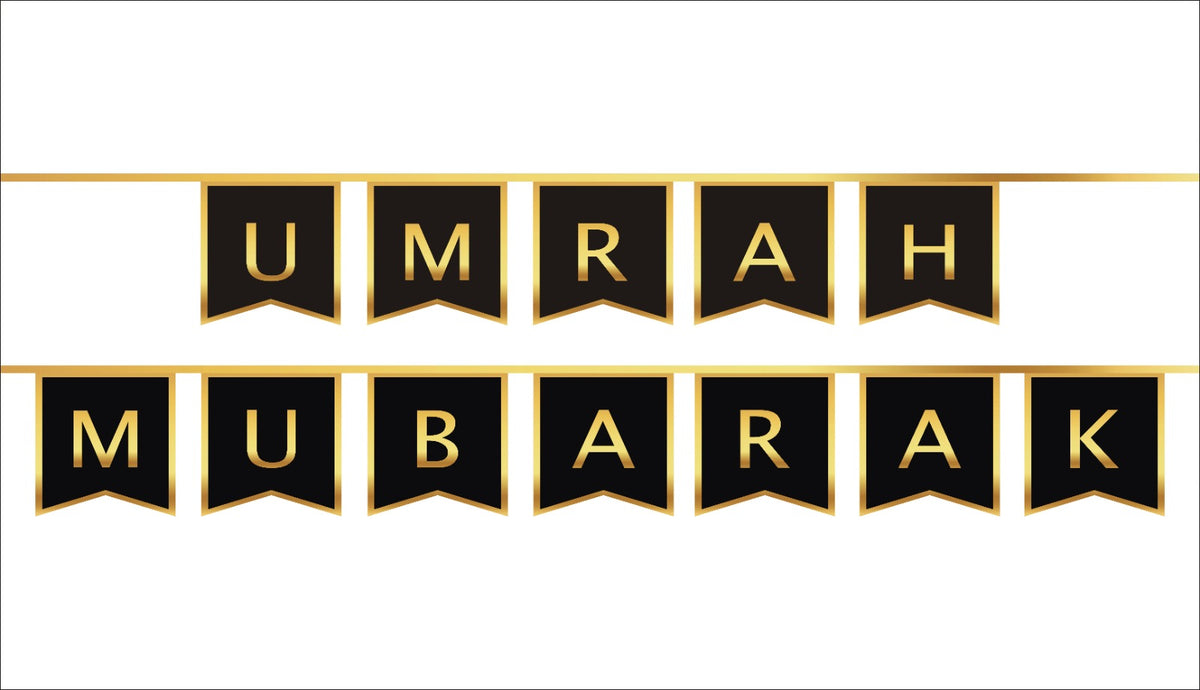 Umrah Mubarak Bunting - Black & Gold Foil - Anafiya Gifts