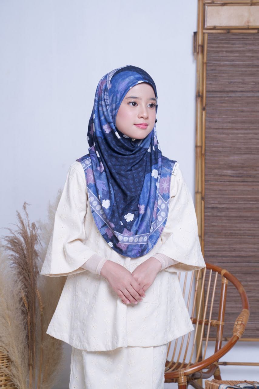 Blue Floral Fiona Kids Hijab
