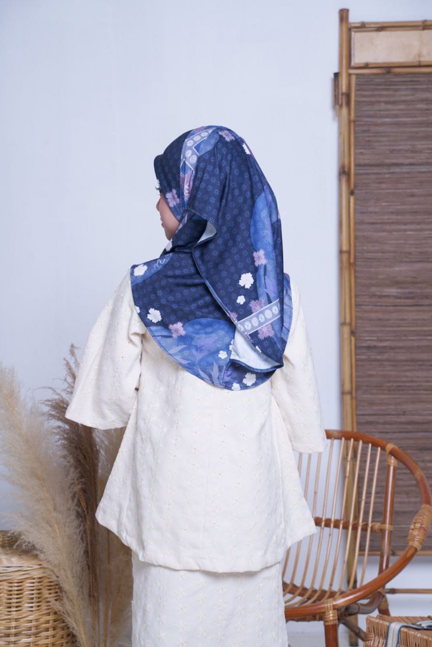 Blue Floral Fiona Kids Hijab