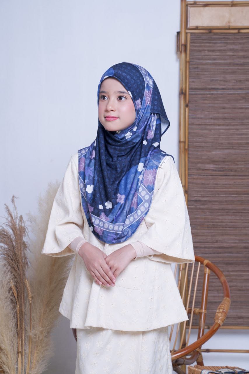 Blue Floral Fiona Kids Hijab