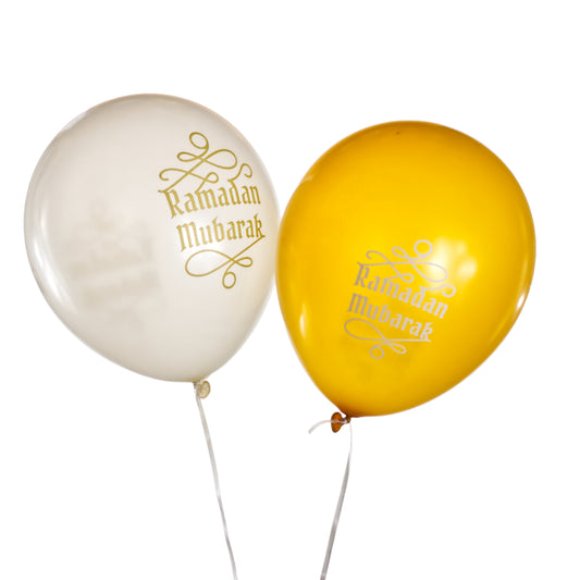 Ramadan Mubarak Balloons - White & Gold