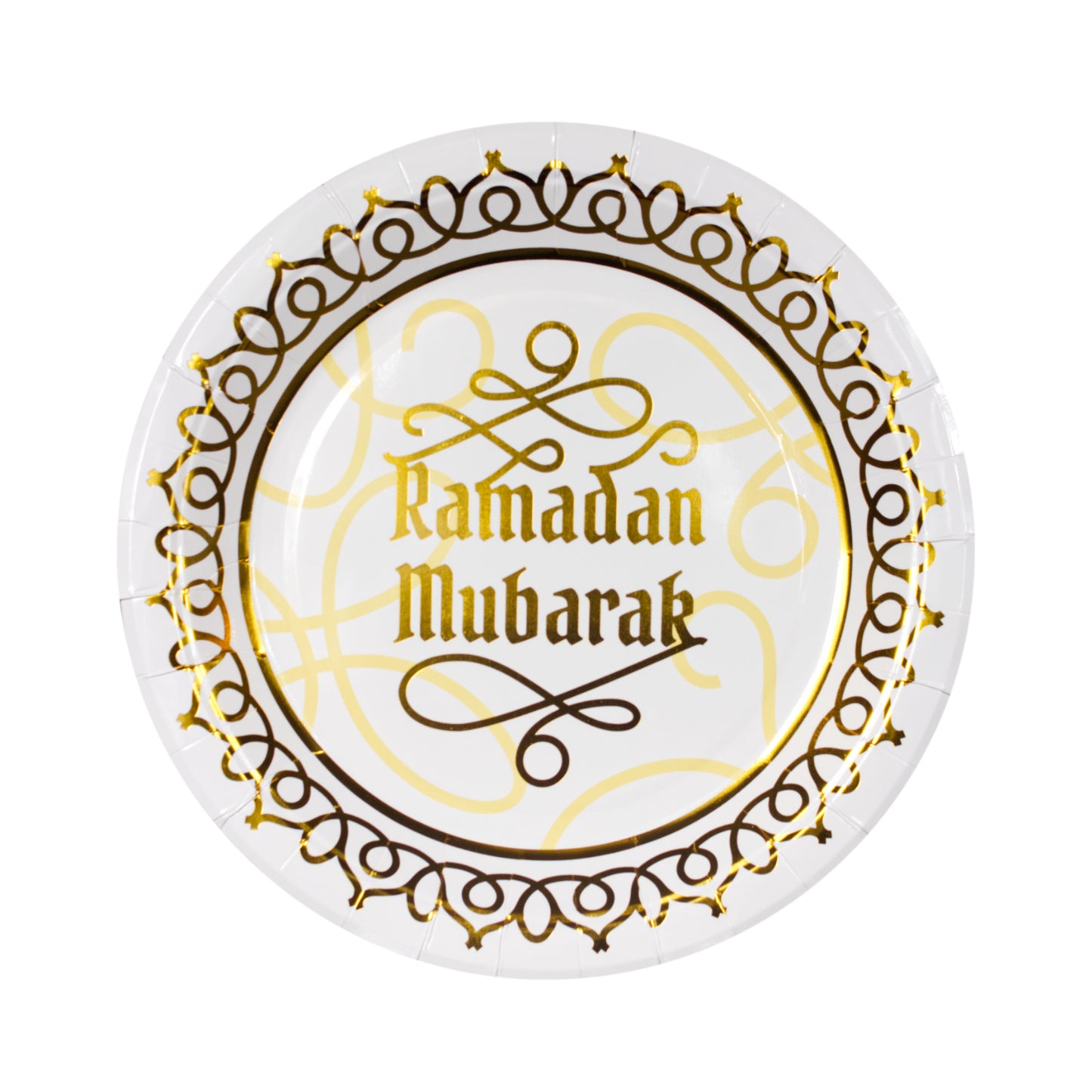 Ramadan Classic White & Gold Plate and Cup Set - 10pk