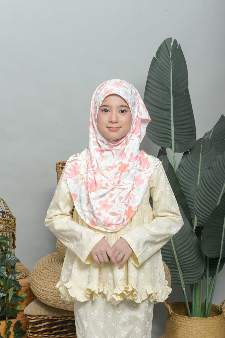 Peach Flowers Kids Hijab