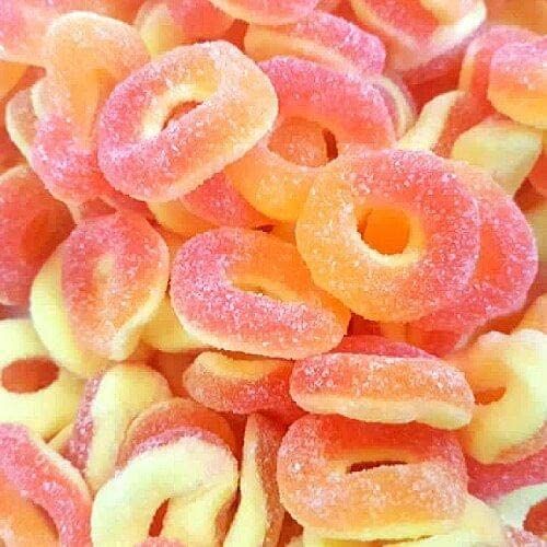 Fizzy Peach Rings - 1kg Bulk Bag