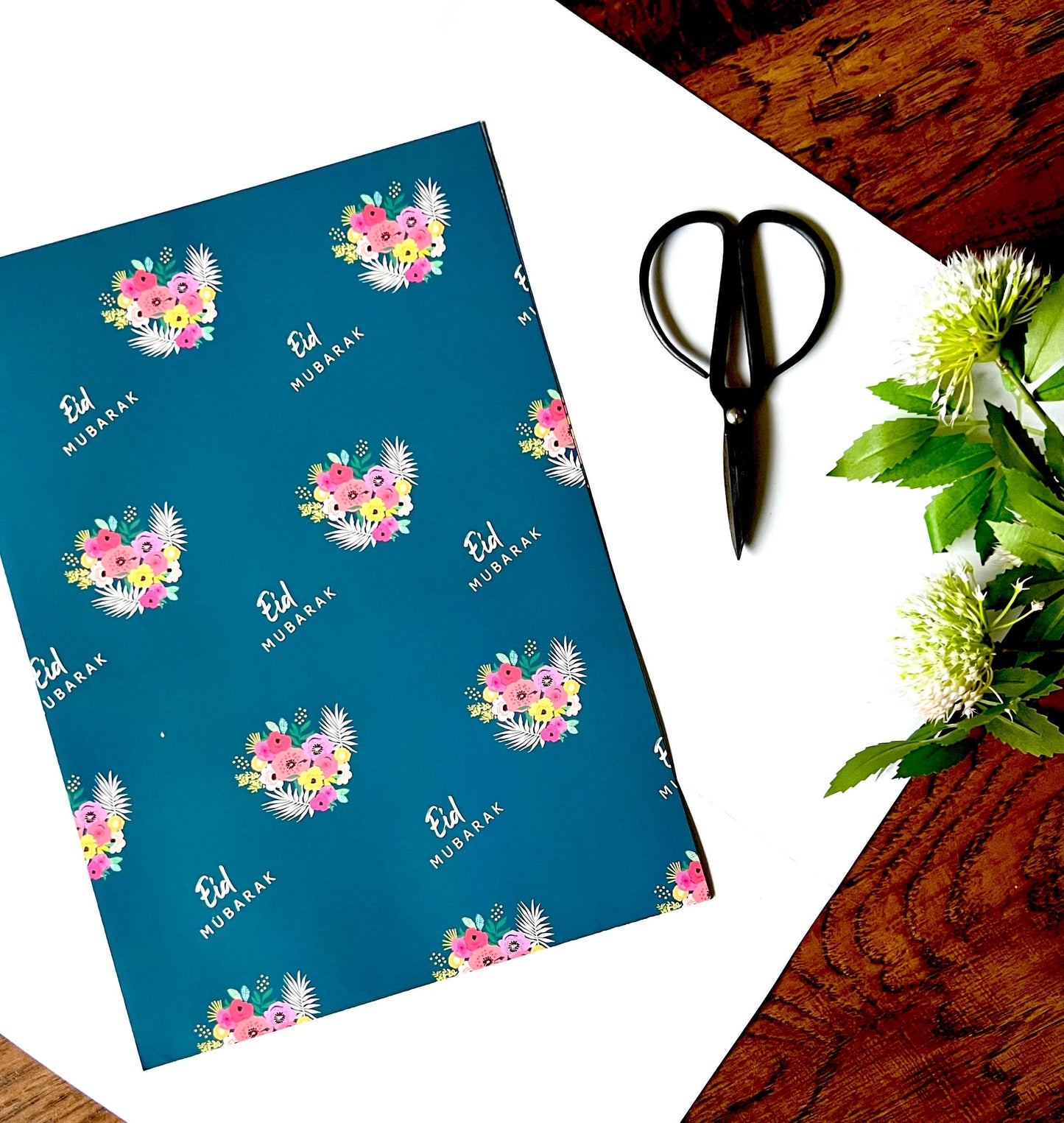 Eid Gift Wrap - Flowers Navy