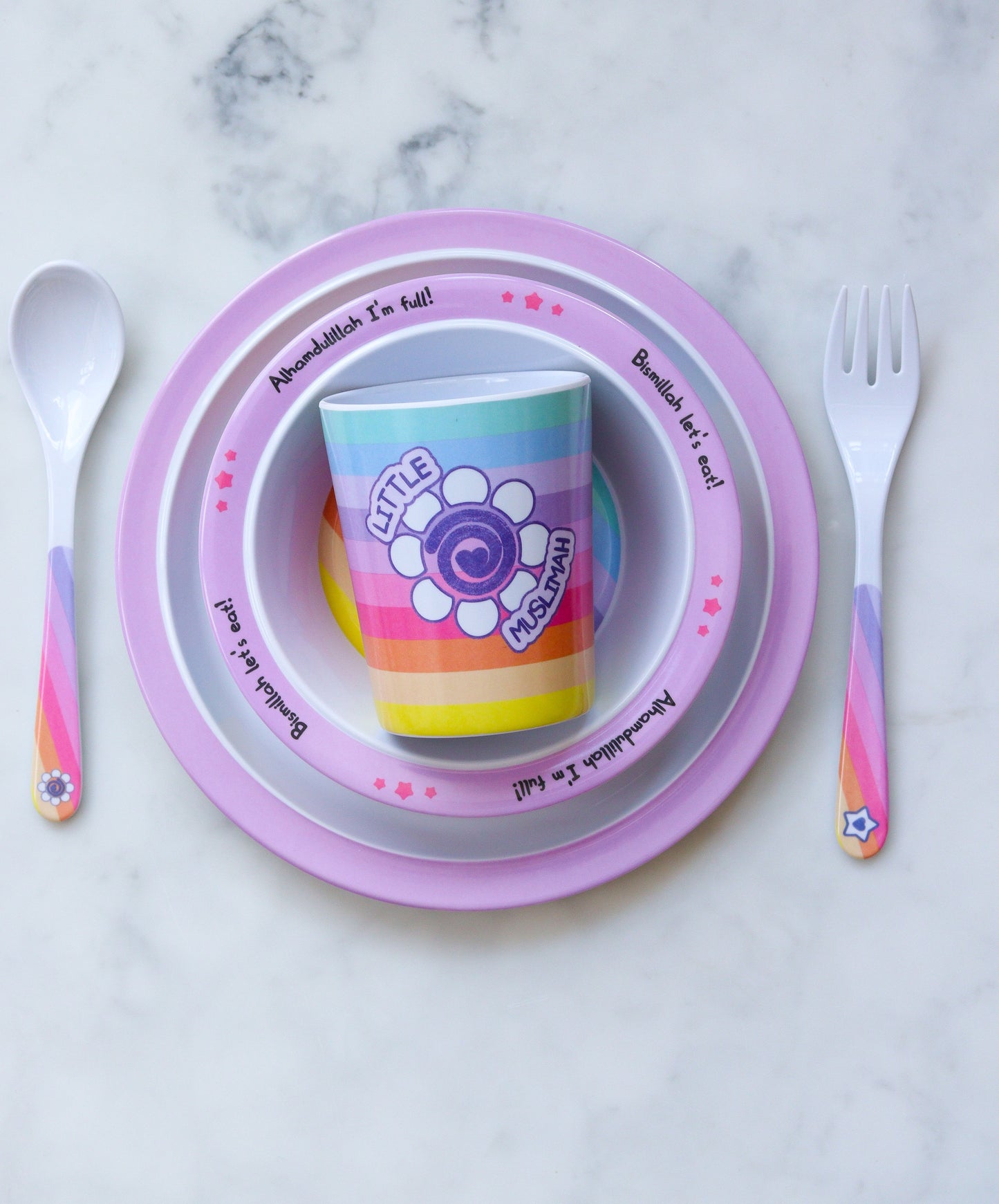 Little Muslimah Melamine Dinner Set - Kids Islamic Tableware