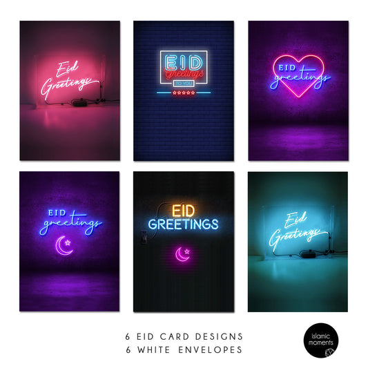 Eid Cards - 6 Pack - Neon