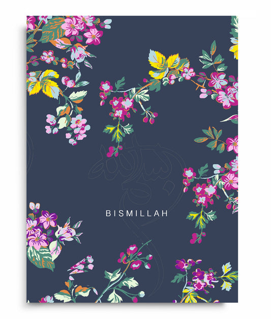 Bismillah Blossom Notebook - Navy