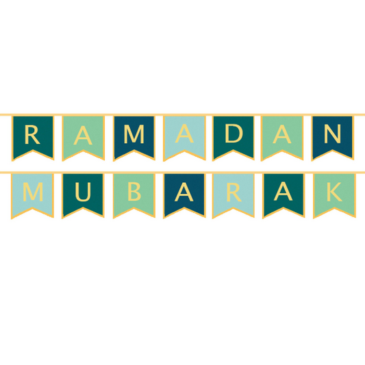 Ramadan Mubarak Letter Bunting - Green & Gold