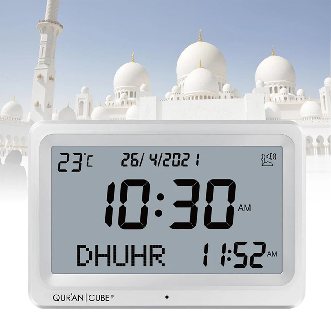Quran Cube Adhan Clock - White
