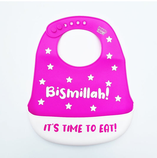 Bismillah Baby Bib - Dark Pink