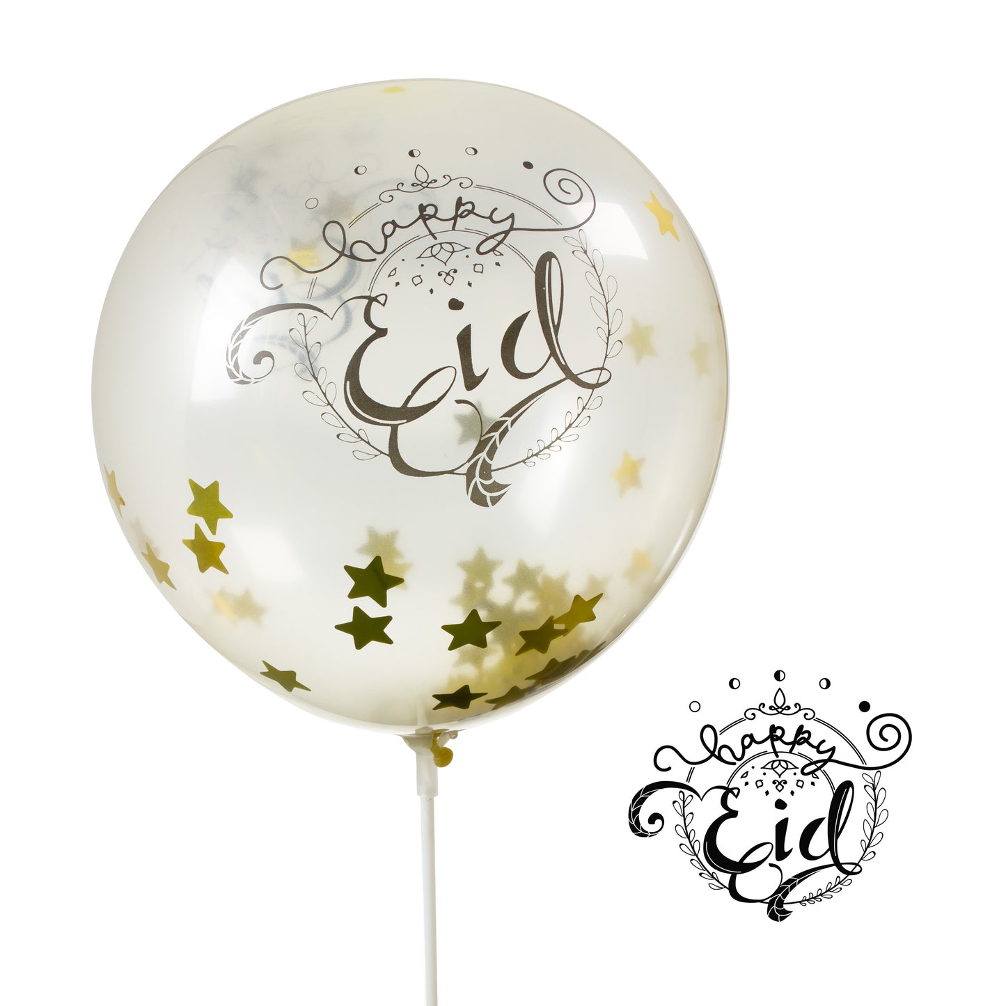 Gold Happy Eid Confetti Balloons - 5pk