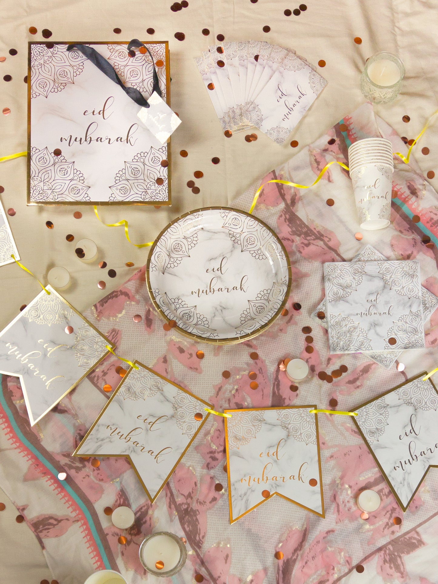 Eid Mubarak Gift Bag - Marble and Gold - Anafiya Gifts