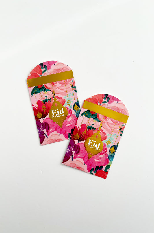 Eid Money Envelopes - Floral Pink & Gold - 20 Pack