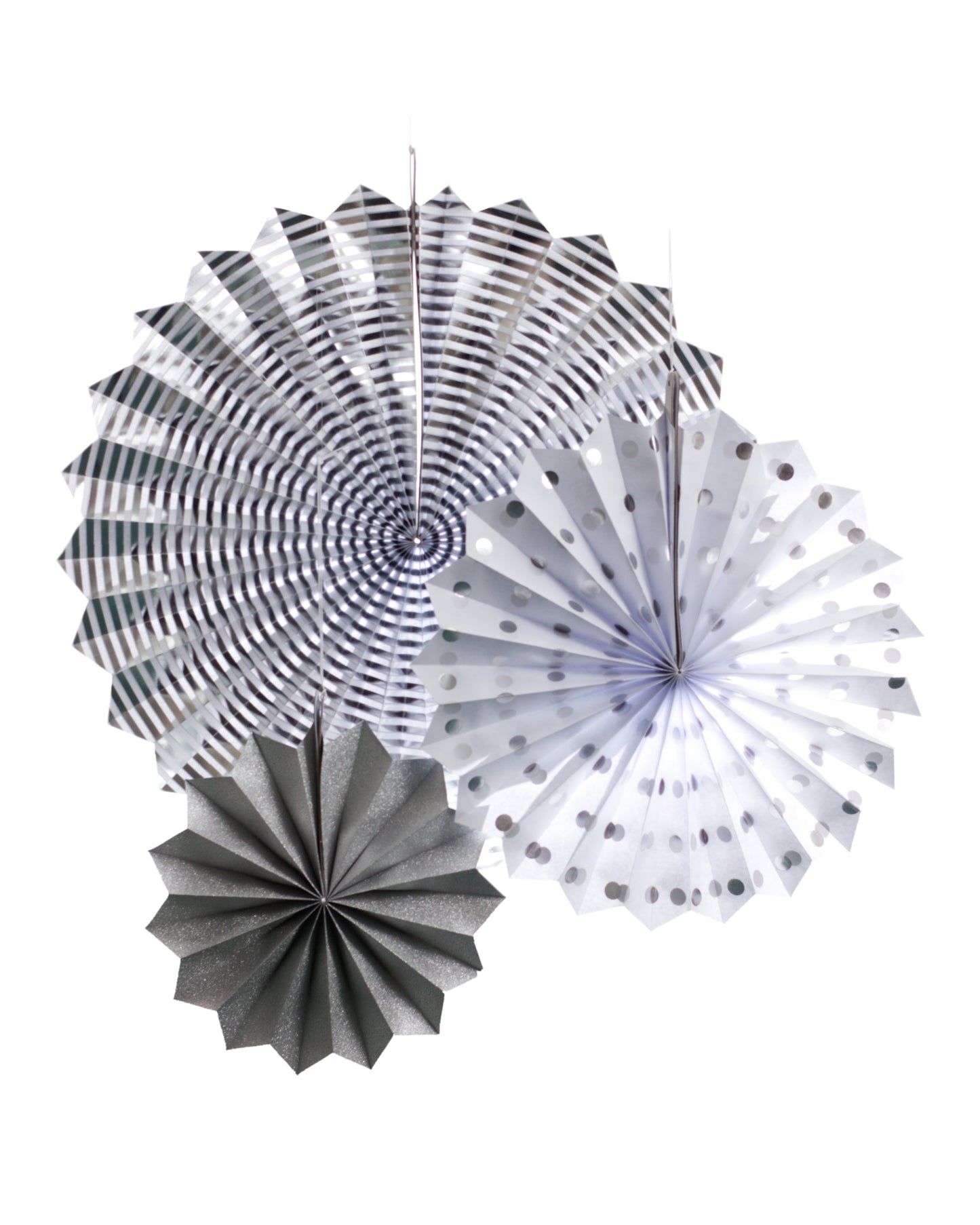 White & Silver Fan Set - 8pcs