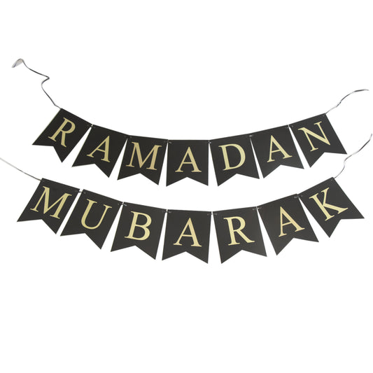 Ramadan Mubarak Bunting - Black & Gold - Anafiya Gifts