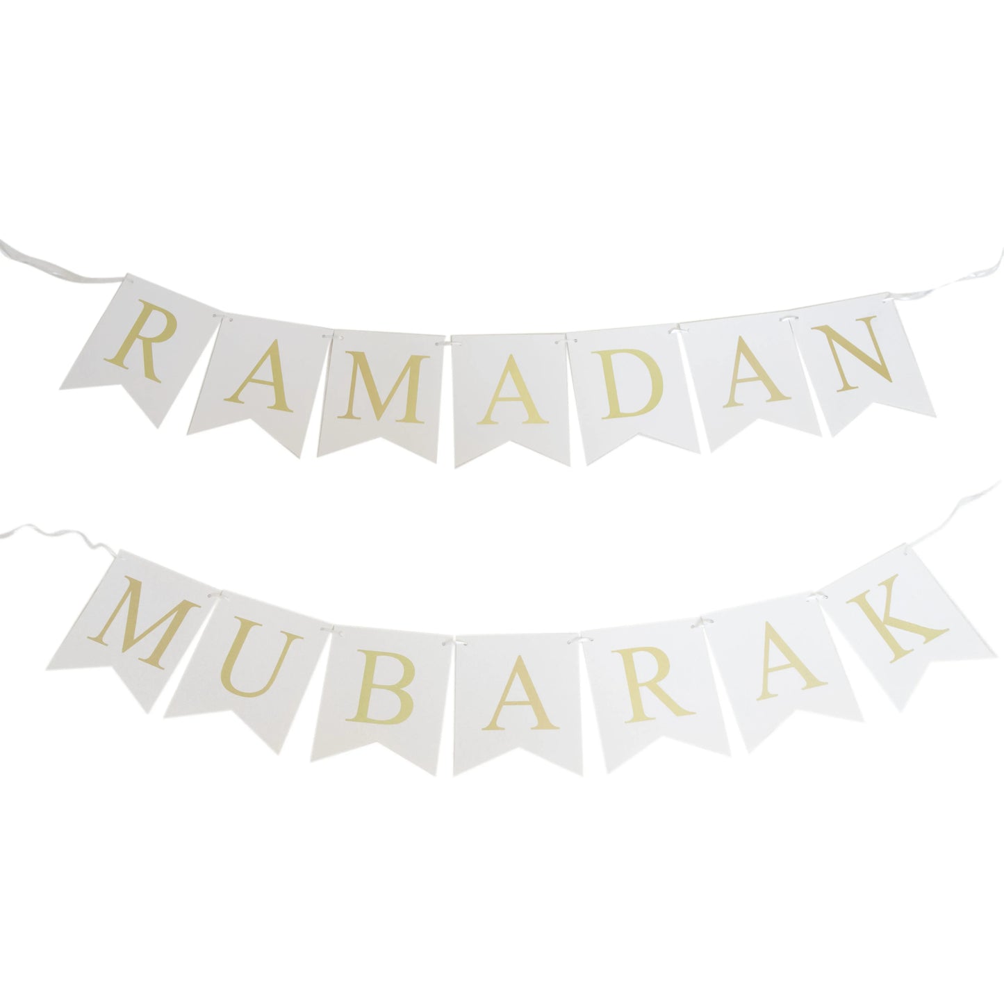 Ramadan Mubarak Bunting - White & Gold