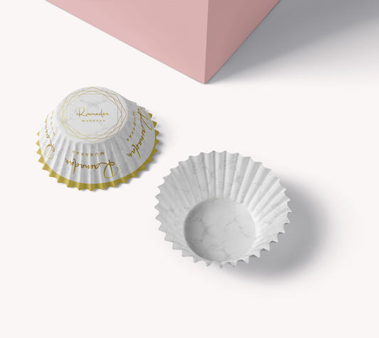 Ramadan Cupcake Wrappers - White & Gold