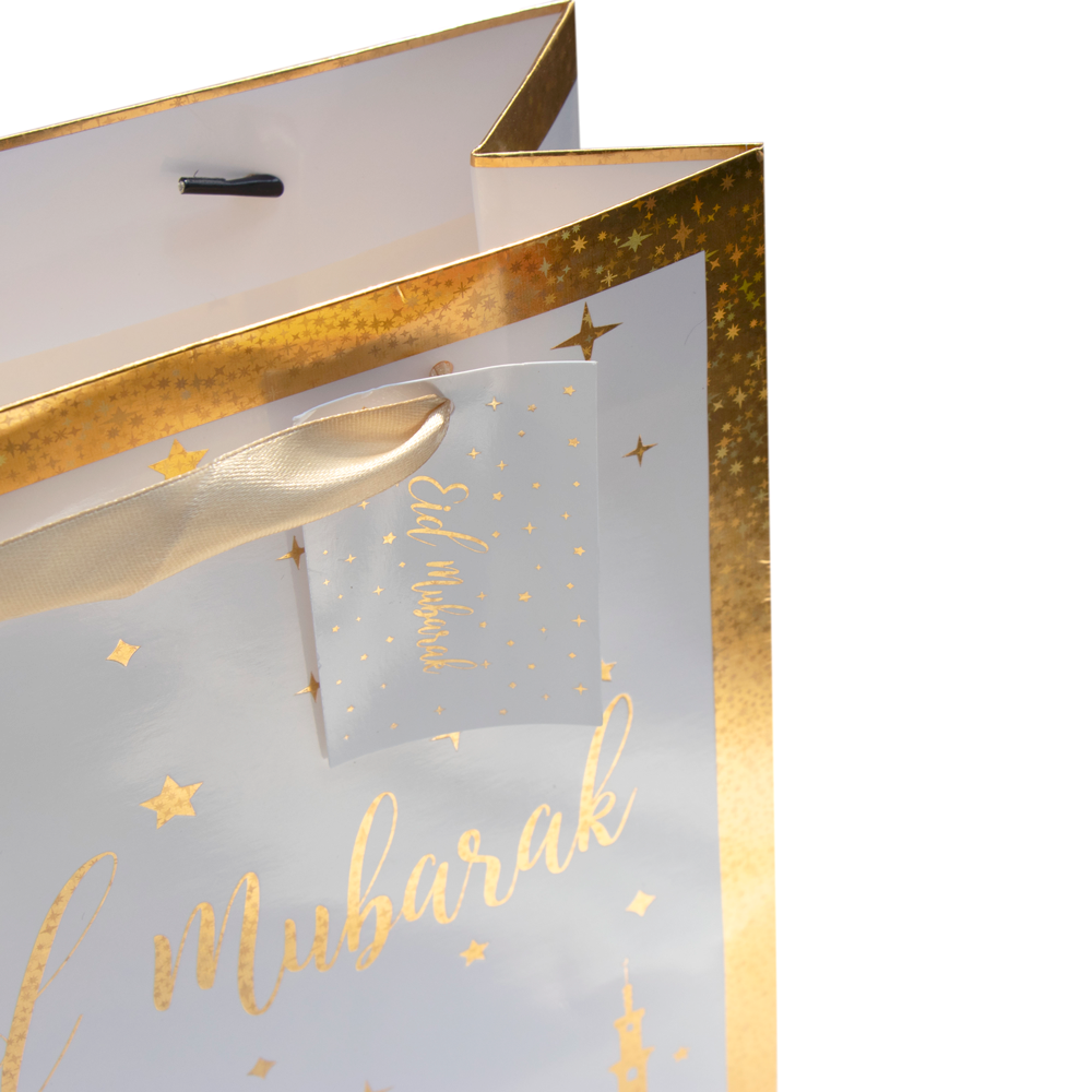 Eid Gift Bag - White & Gold Stars