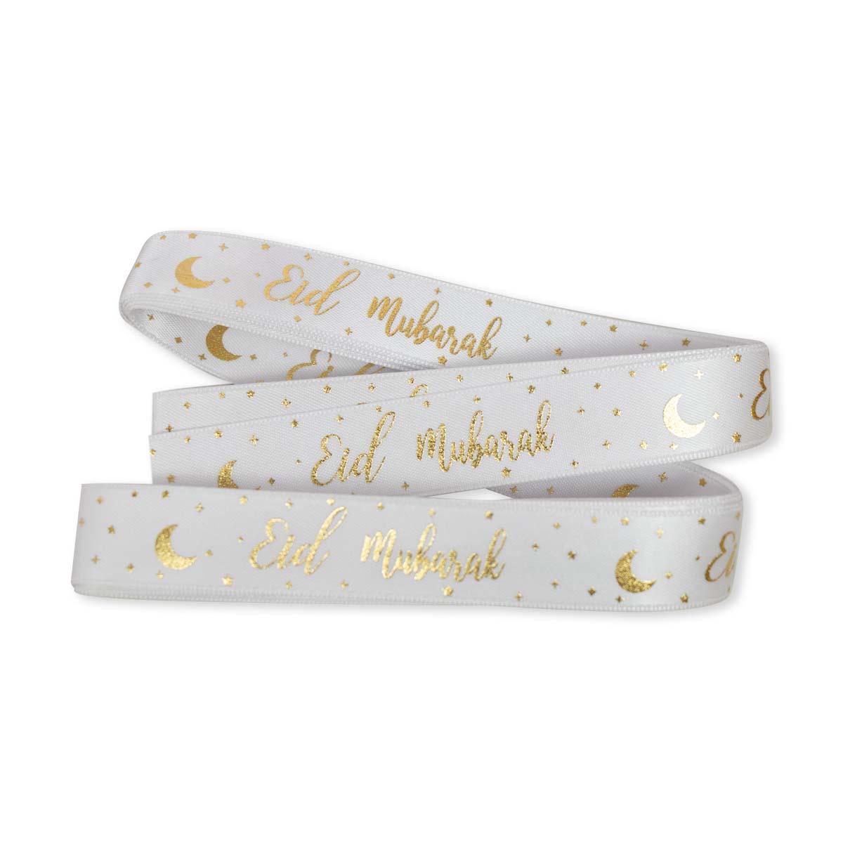 Eid Gift Ribbon - White & Gold Stars