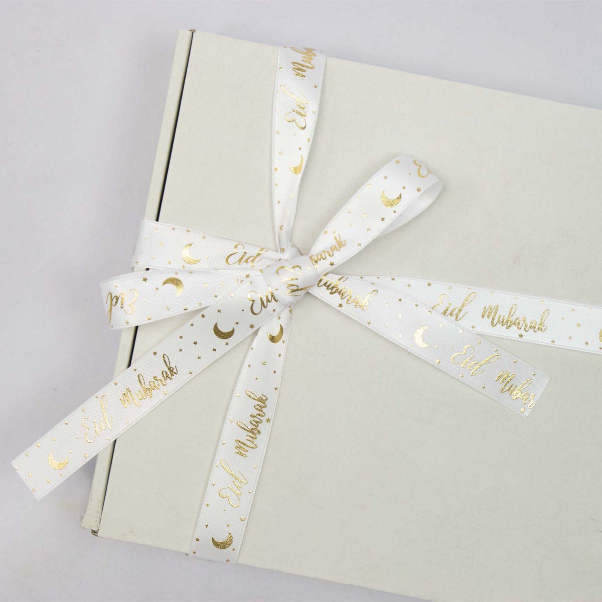 Eid Gift Ribbon - White & Gold Stars