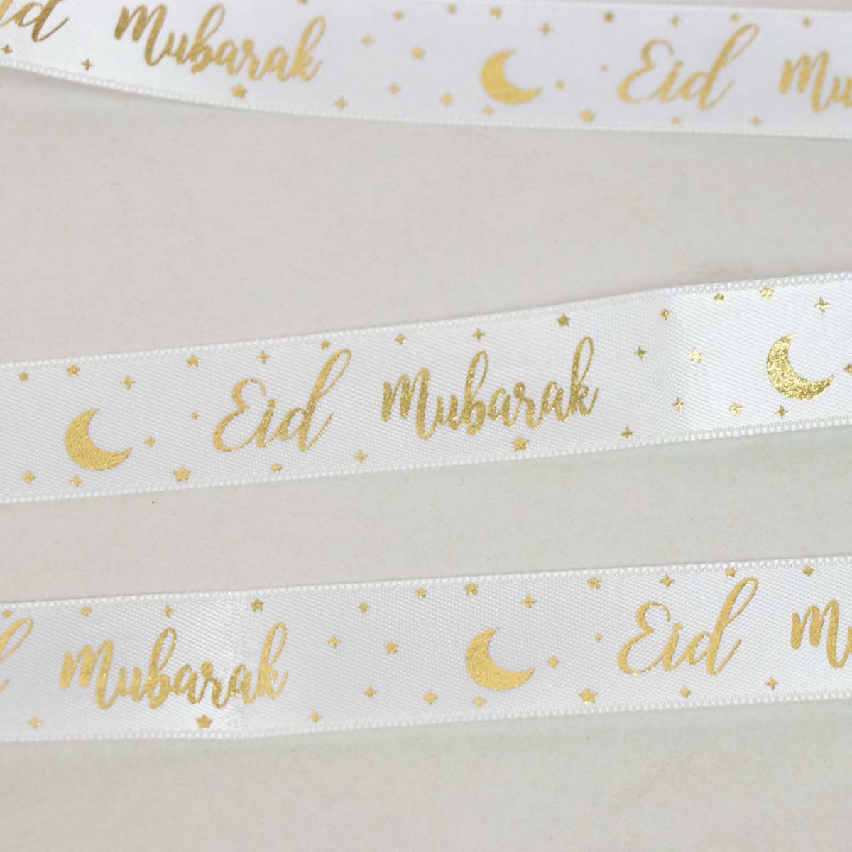 Eid Gift Ribbon - White & Gold Stars