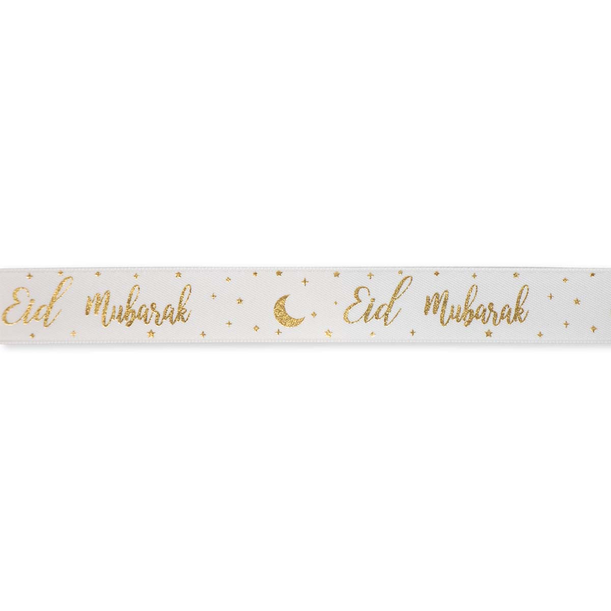 Eid Gift Ribbon - White & Gold Stars