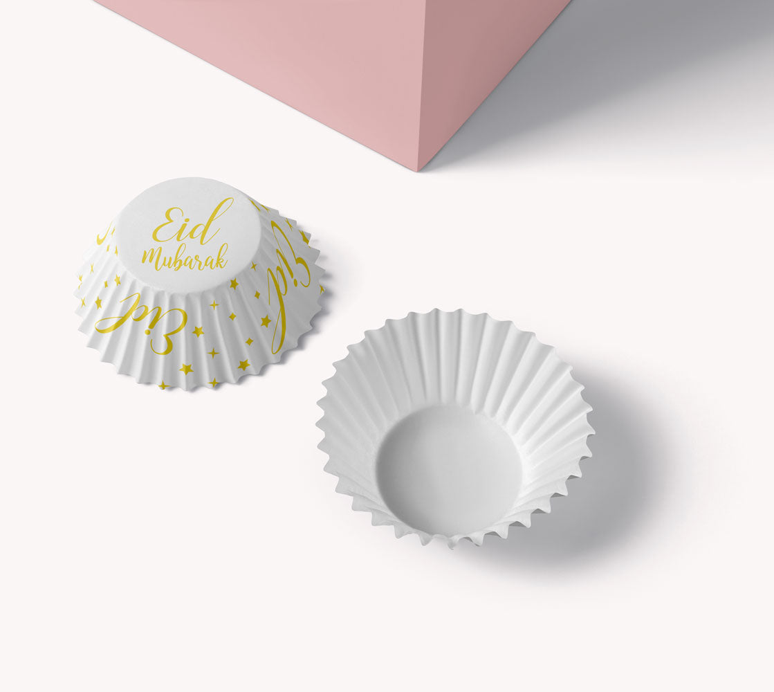 Eid Cupcake Wrappers - White & Gold