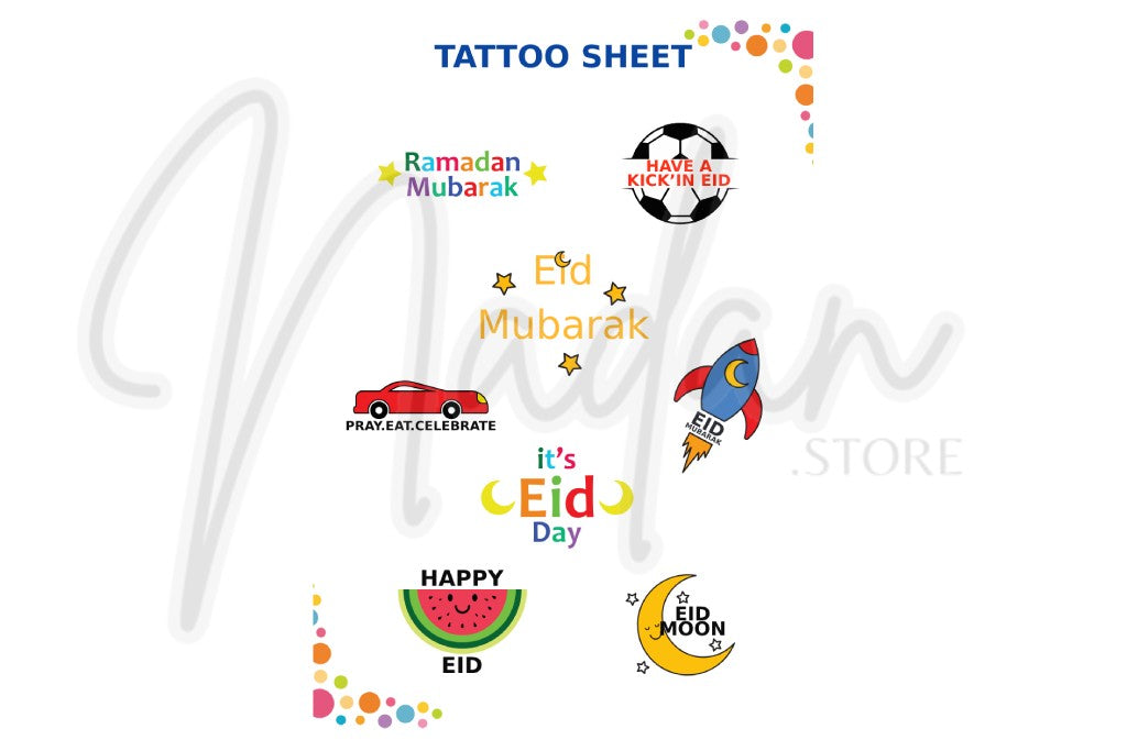 Kids Ramadan & Eid Tattoo Sheet - Boys