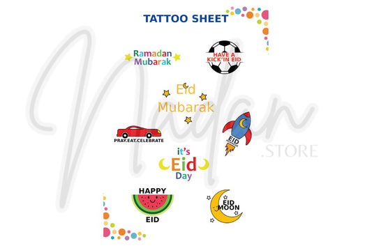 Kids Ramadan & Eid Tattoo Sheet - Boys