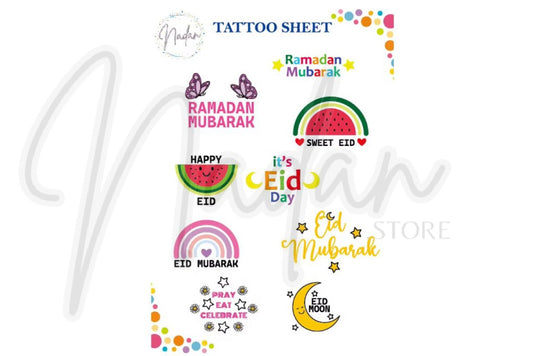 Kids Ramadan & Eid Tattoo Sheet - Girls