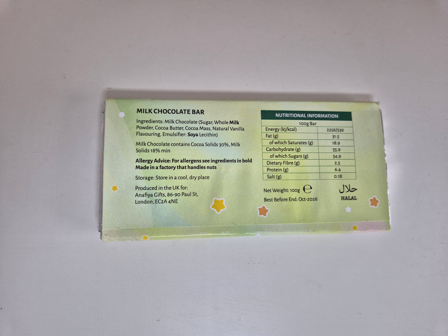 Eid Mubarak Milk Chocolate Bar - Eid 2026