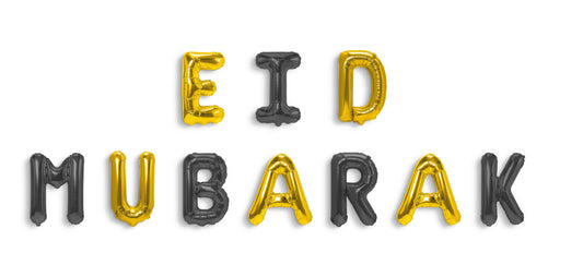 Gold & Black Eid Mubarak Foil Balloons