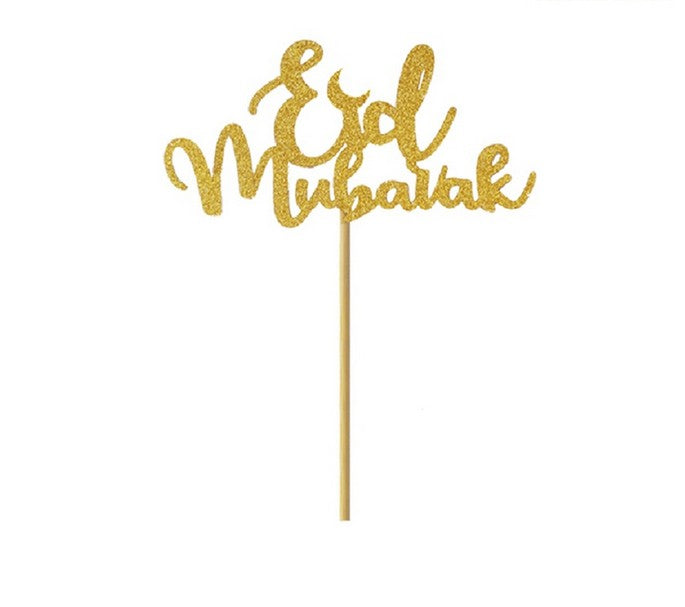 Eid Mubarak Gold Cupcake Toppers - 10pk