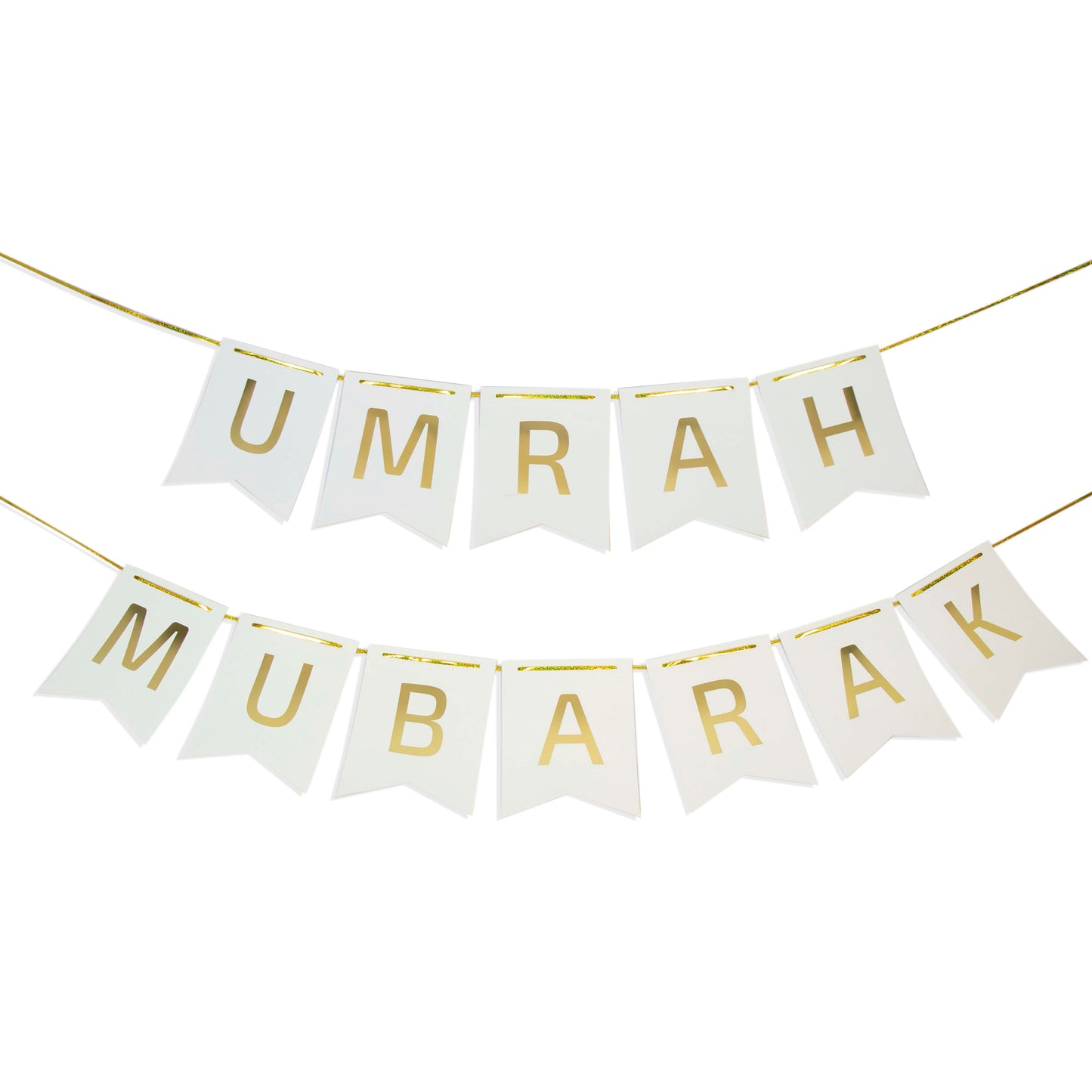 Umrah Mubarak Banner - White & Gold