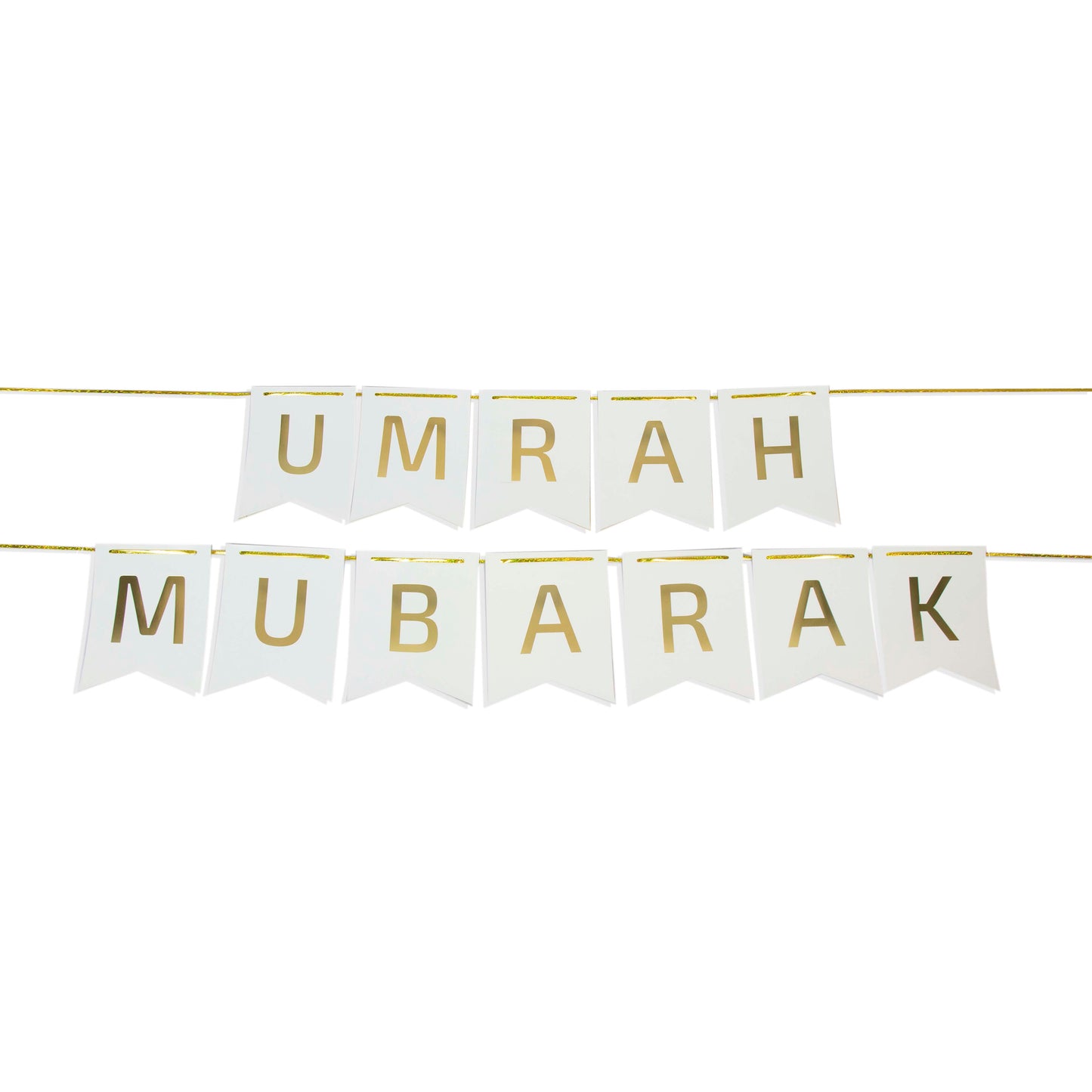 Umrah Mubarak Banner - White & Gold