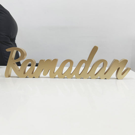 Wooden Ramadan Sign - Gold