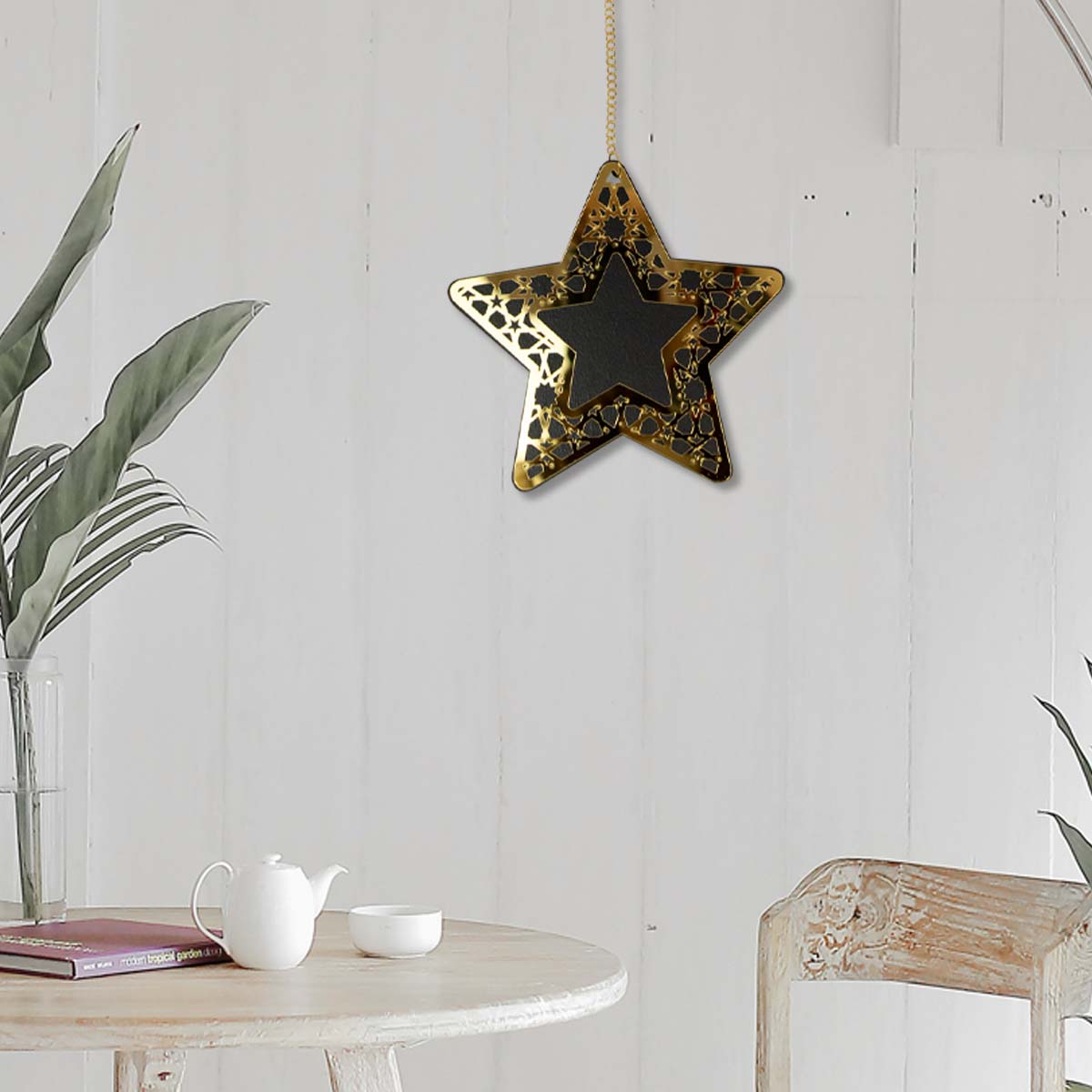 Hanging Star Decoration - Ramadan & Eid - Black & Gold