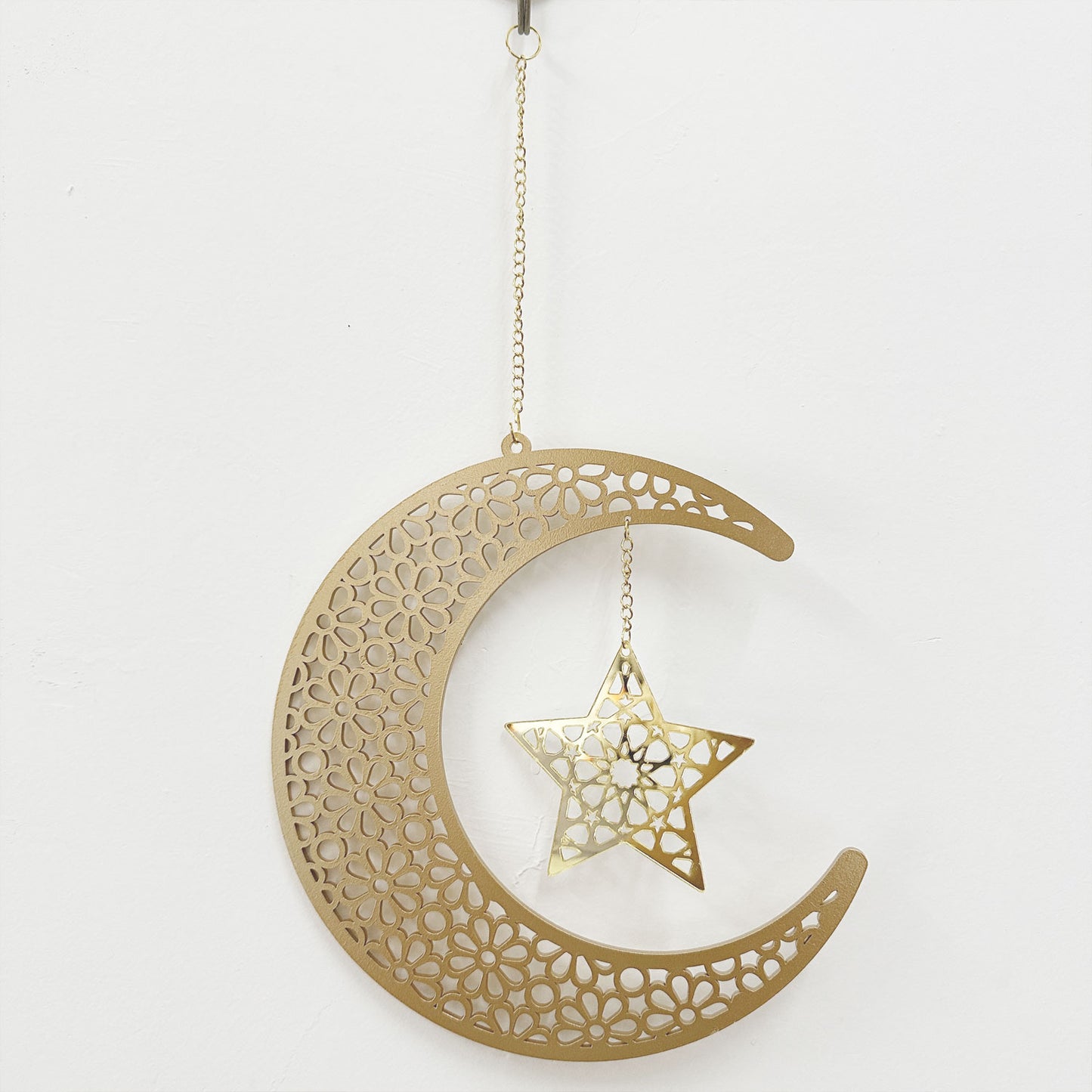 Hanging Crescent & Star Decoration - Ramadan & Eid - Gold