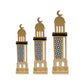 Wooden Minarets Set of 3 - Ramadan & Eid - Gold & Black Outline