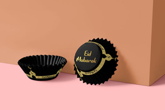 Eid Cupcake Wrappers - Black & Gold Masjid